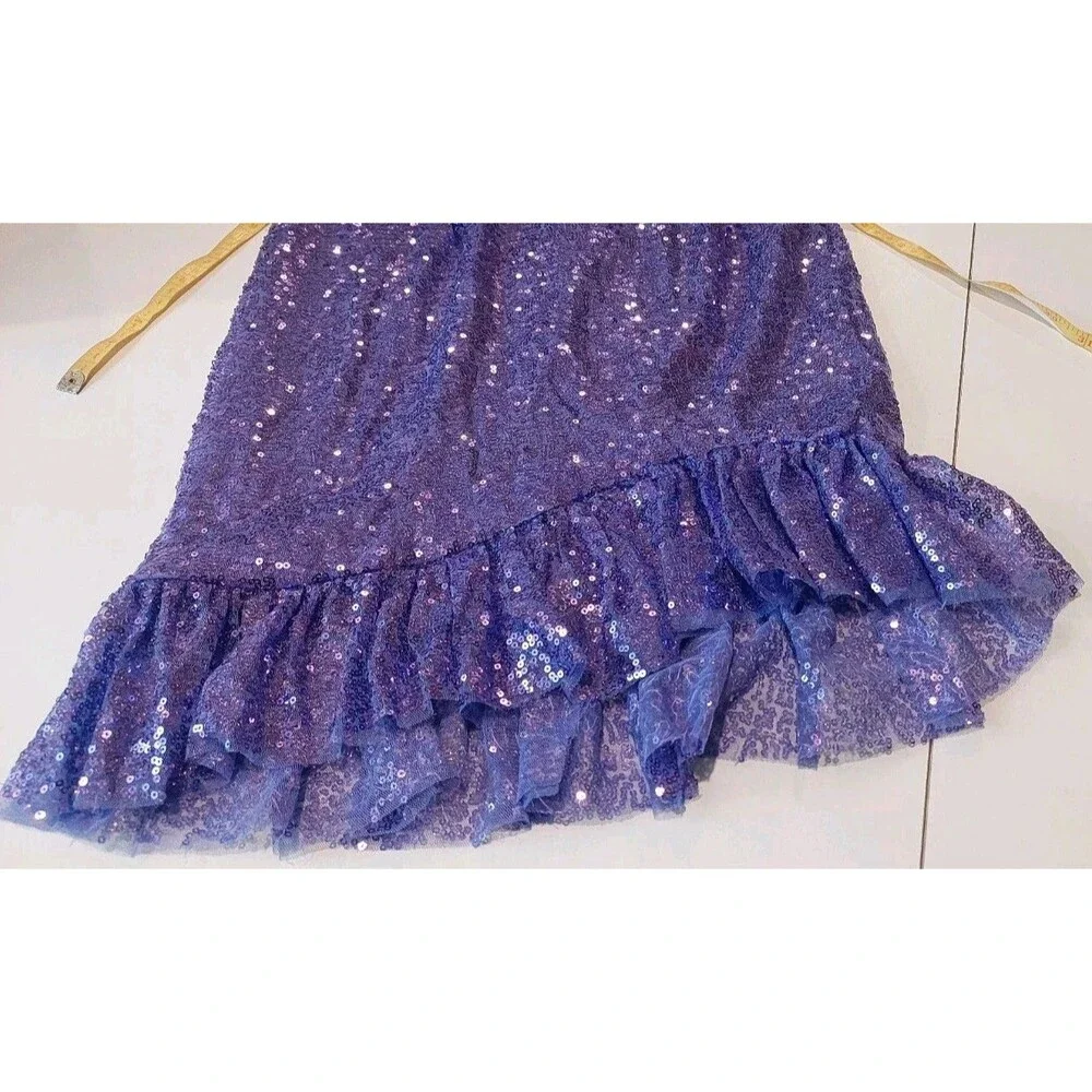 Pomuyoo Junior's Size XS Purple Sequin Dress Party Prom Wedding Homecoming